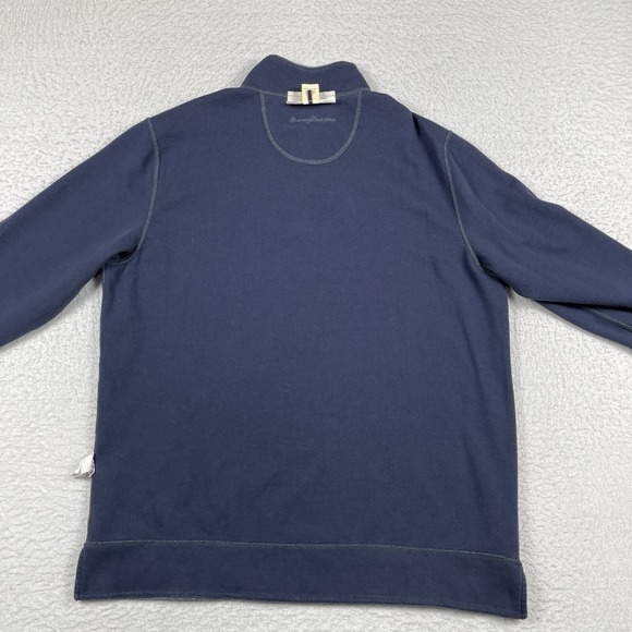 Tommy Bahama Pullover Mens Medium Blue‎ Reversible 1/4 Zip Preppy Golf Workwear - Picture 14 of 15